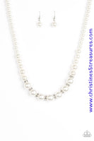 Showtime Shimmer - White/silver Necklace ~ Paparazzi