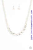 Showtime Shimmer - White/silver Necklace ~ Paparazzi