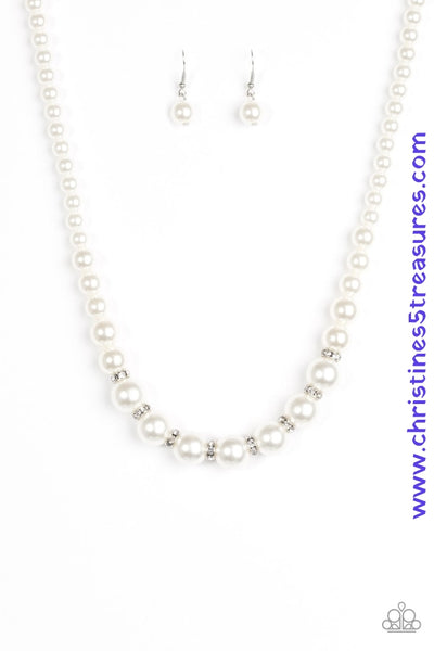 Showtime Shimmer - White/silver Necklace ~ Paparazzi