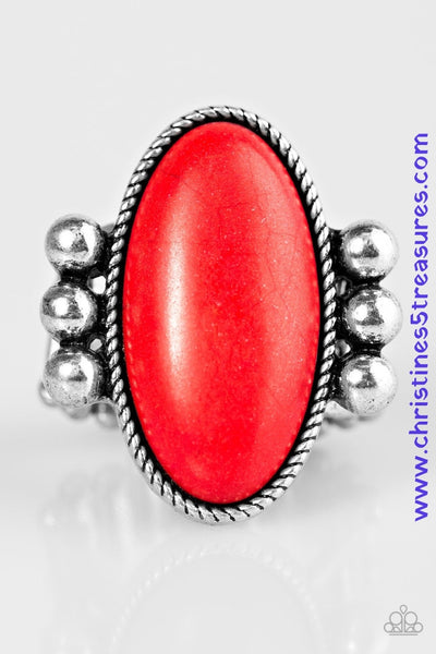 Skipping Sandstones - Red Ring ~ Paparazzi Rings