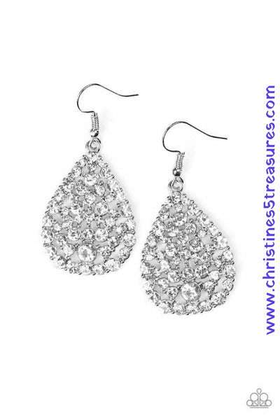 Sparkle Brighter - White Earrings ~ Paparazzi