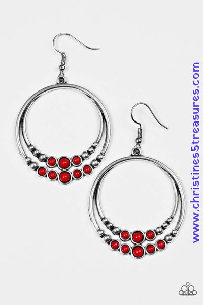 Spiraling Serenity - Red Earrings ~ Paparazzi