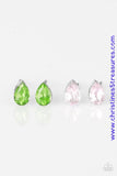 Starlet Shimmer Green Pear Shaped Earrings - Post Back ~ Paparazzi
