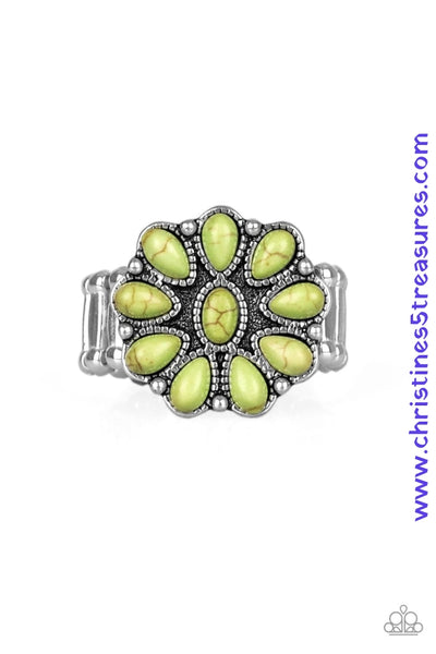 Stone Gardenia - Green Ring ~ Paparazzi