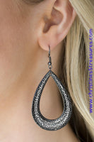 Straight Up Shimmer - Black Earrings ~ Paparazzi