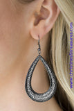 Straight Up Shimmer - Black Earrings ~ Paparazzi