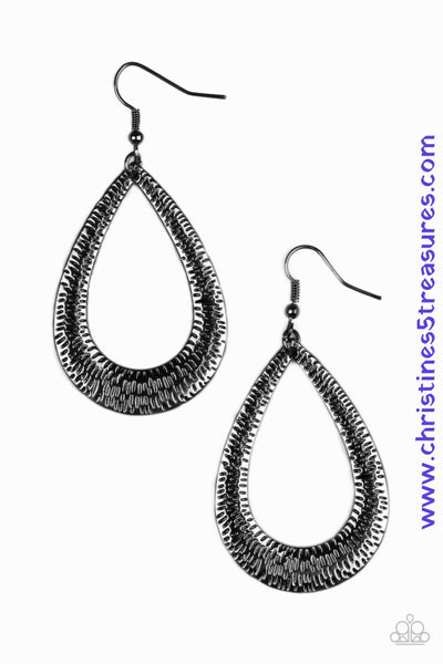 Straight Up Shimmer - Black Earrings ~ Paparazzi