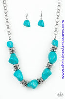 Stunningly Stone Age - Blue Necklace ~ Paparazzi