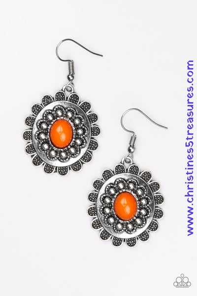 Summer Blooms - Orange Earrings ~ Paparazzi