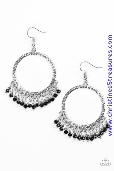 Tambourine Tango - Black Earrings ~ Paparazzi