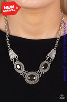 Textured TRAPEZOID - Silver Necklace ❤️ Paparazzi