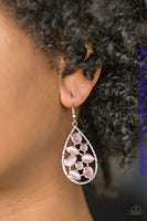 Varying in shape, glassy pink moonstones are sprinkled across the center of a silver teardrop, creating a whimsical lure. Earring attaches to a standard fishhook fitting. Sold as one pair of earrings.  P5WH-PKXX-174XX