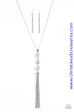 Infused with dainty silver accents, a trio of white beads encrusted in white rhinestones trickle down the chest, creating a sassy pendant. Features an adjustable clasp closure. Sold as one individual necklace. Includes one pair of matching earrings.  P2RE-WTXX-264XX