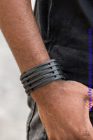 The Starting Lineup - Black Leather Urban Bracelet ~ Paparazzi