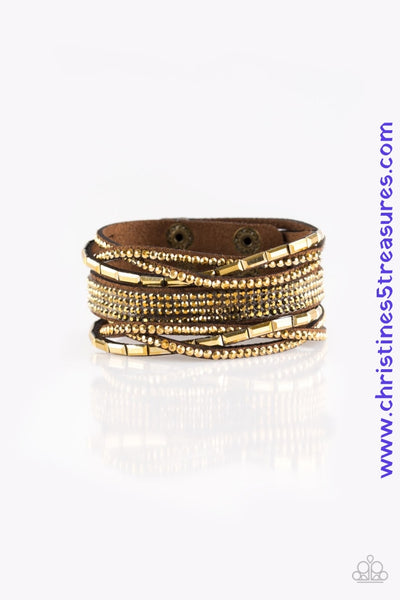 Tough Girl Glamour - Brass Urban Snap Bracelet ~ Paparazzi