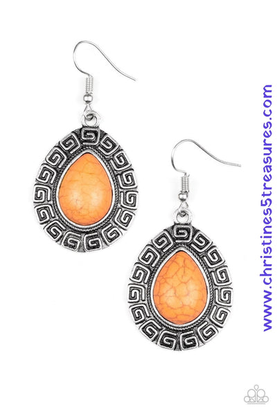 Tribal Tango - Orange Earrings ~ Paparazzi