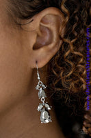 Featuring regal marquise and teardrop style cuts, glittery hematite rhinestones gradually increase in size as they trickle from the ear, coalescing into a timeless lure. Earring attaches to a standard fishhook fitting. Sold as one pair of earrings. P5RE-SVXX-178XX