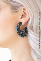 Tropically Torrid - Black Earrings ~ Paparazzi Acrylic