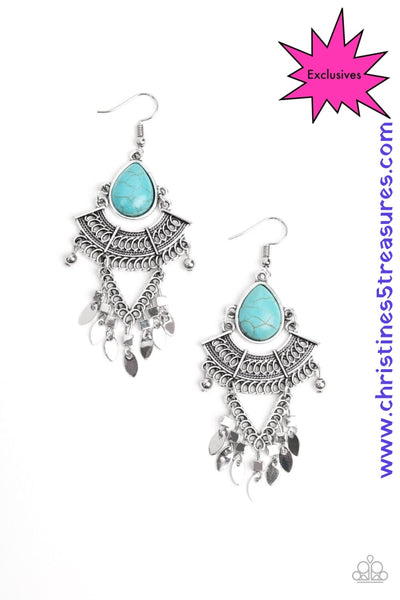 Vintage Vagabond - Blue Earrings ~ Paparazzi