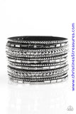 Wham Bam Glam - Hematite/white Snap Wrap ~ Paparazzi Bracelets