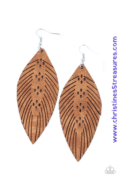 Wherever The Wind Takes Me - Brown Earrings ~ Paparazzi